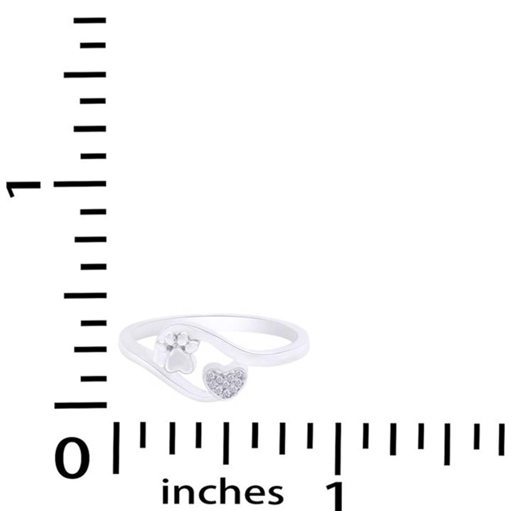 Natural Diamond Paw Print Ring - Picture 4 of 5